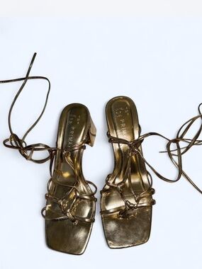 Primark Bronze Metallic Strappy Block Heel Sandals